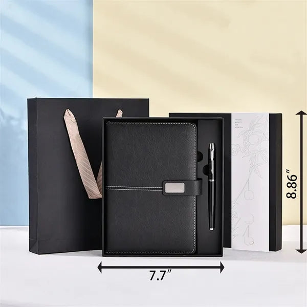 A5 Premium Notebook Set With Pen Artificial Leather Surface