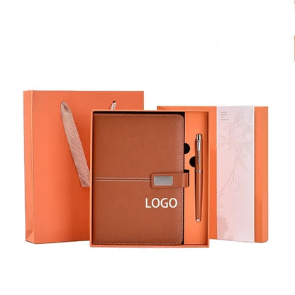 A5 Premium Notebook Set With Pen Artificial Leather Surface