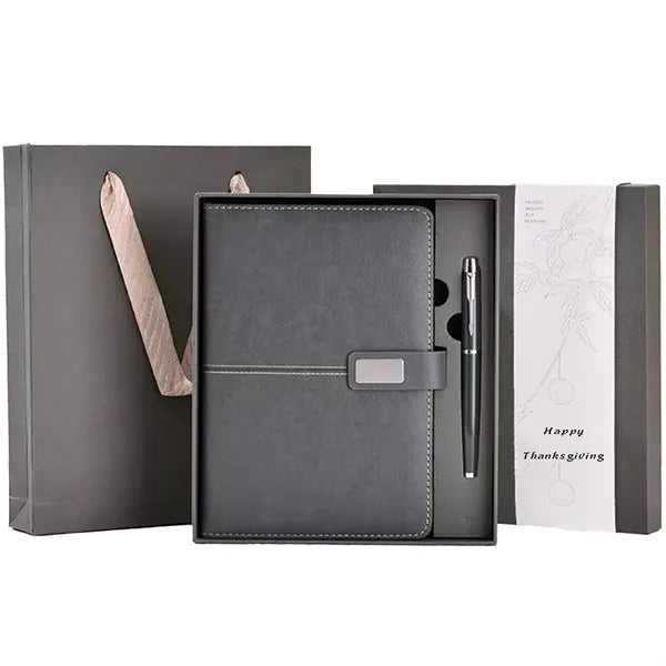 A5 Premium Notebook Set With Pen Artificial Leather Surface