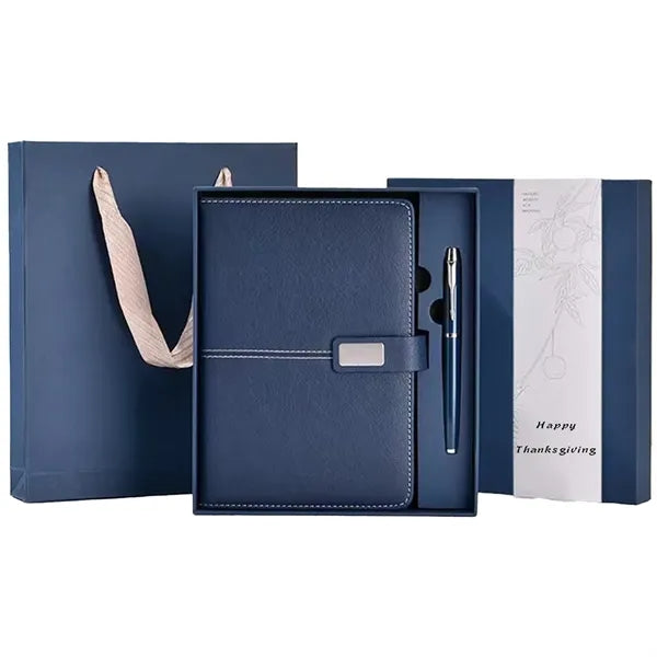 A5 Premium Notebook Set With Pen Artificial Leather Surface