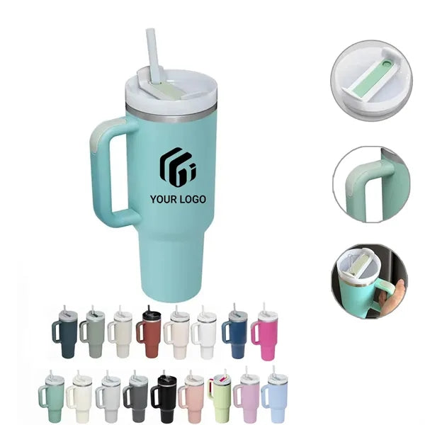 40oz Stainless Steel Insulated Bottle with Handle & Straw