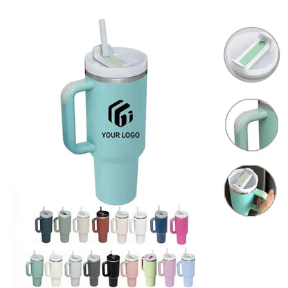 40oz Stainless Steel Insulated Bottle with Handle & Straw
