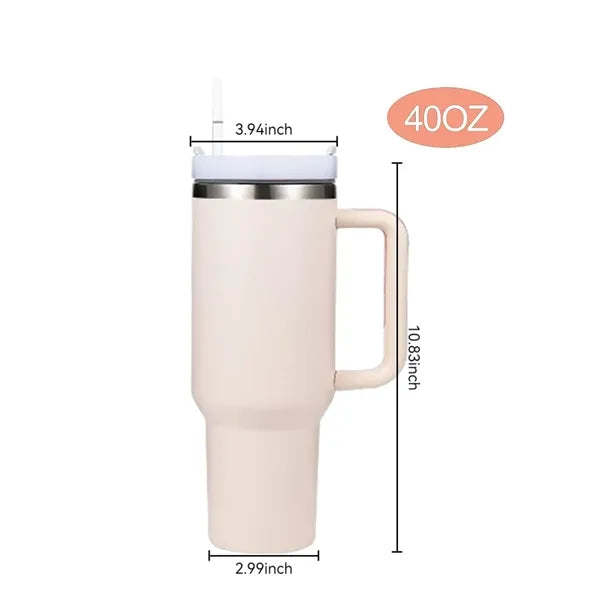 40oz Stainless Steel Insulated Bottle with Handle & Straw