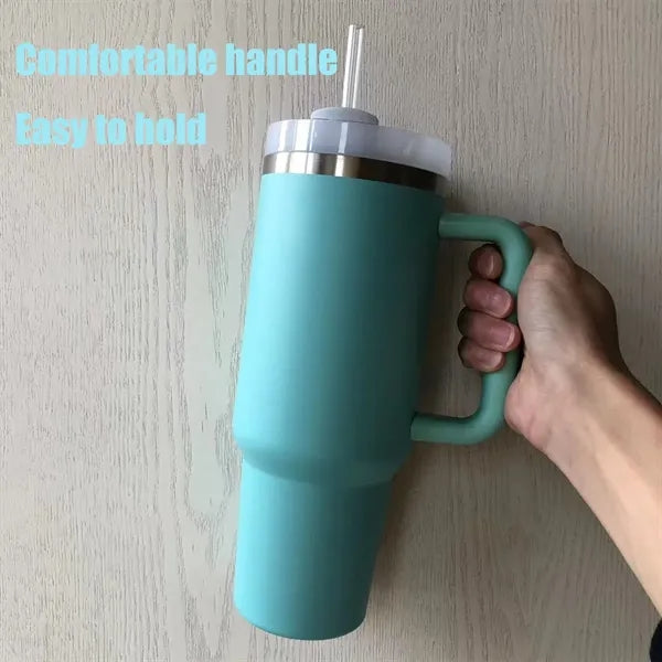 40oz Stainless Steel Insulated Bottle with Handle & Straw
