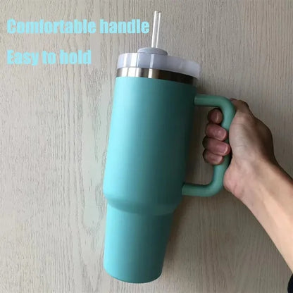 40oz Stainless Steel Insulated Bottle with Handle & Straw