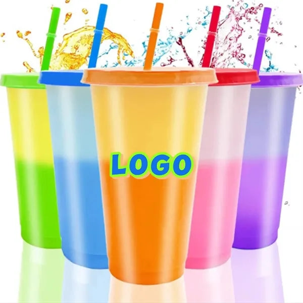 24OZ Magic Color Changing Tumbler with Straws(710ML)