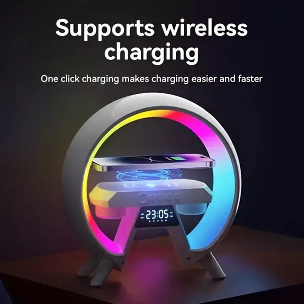 All in one wireless charger led light bluetooth speaker
