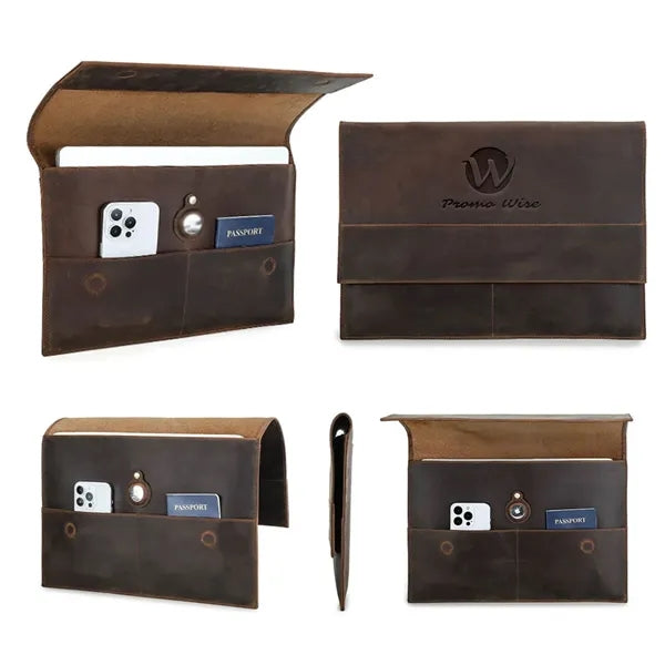 Genuine Leather Portfolio Protective Laptop Sleeve Bag