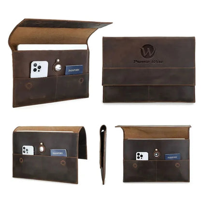 Genuine Leather Portfolio Protective Laptop Sleeve Bag