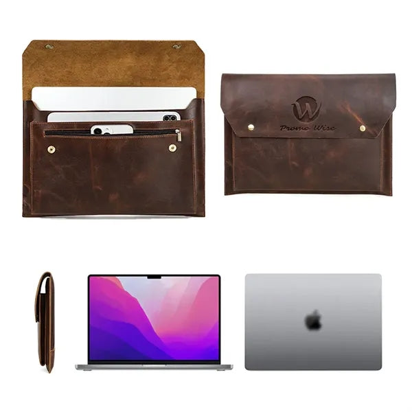 16.2 Inch Genuine Leather Laptop Bag with Magnetic Buckles