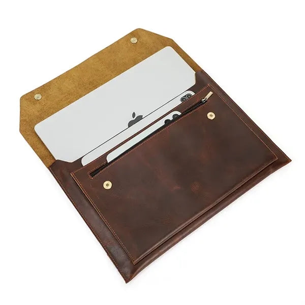 16.2 Inch Genuine Leather Laptop Bag with Magnetic Buckles