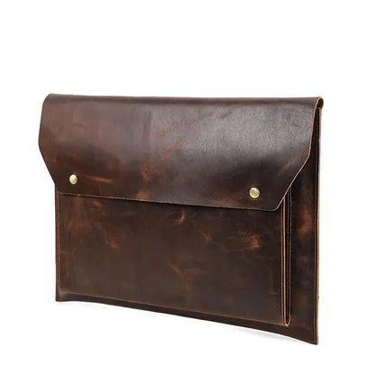 16.2 Inch Genuine Leather Laptop Bag with Magnetic Buckles