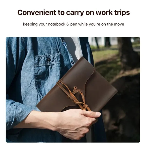 Genuine Leather Journal w/ Book Cover Jacket with Strap Wrap
