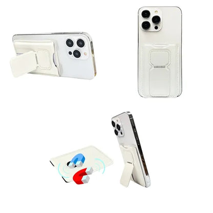 Magnetic Card Holder Leather Wallet Phone Stand