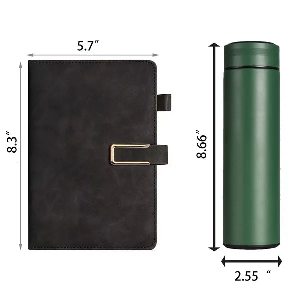 A5 Leather Notebook Thermos Bottle With Pen Set Gift