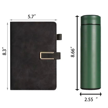 A5 Leather Notebook Thermos Bottle With Pen Set Gift