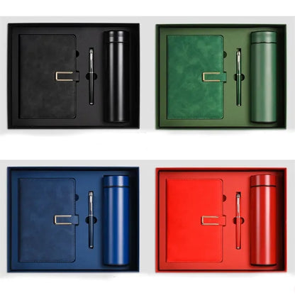 A5 Leather Notebook Thermos Bottle With Pen Set Gift