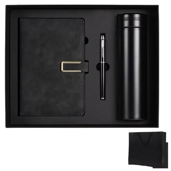 A5 Leather Notebook Thermos Bottle With Pen Set Gift