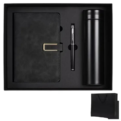 A5 Leather Notebook Thermos Bottle With Pen Set Gift