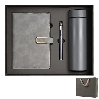A5 Leather Notebook Thermos Bottle With Pen Set Gift