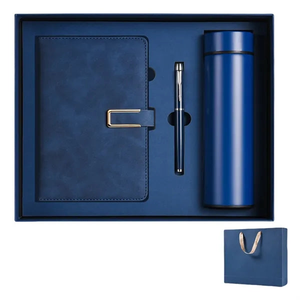 A5 Leather Notebook Thermos Bottle With Pen Set Gift