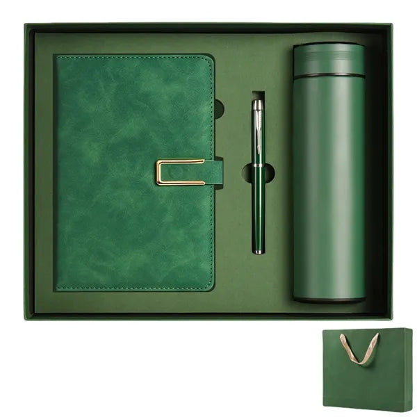 A5 Leather Notebook Thermos Bottle With Pen Set Gift