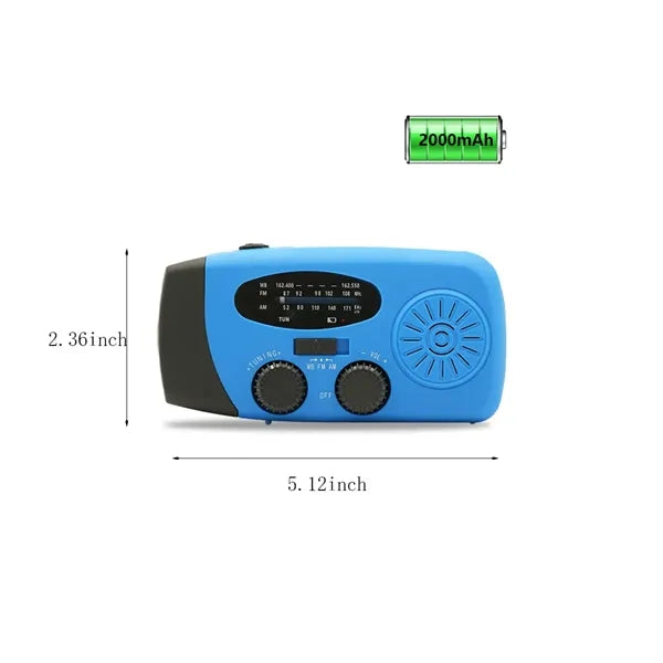 Emergency LED flashlight power bank hand crank  solar radio