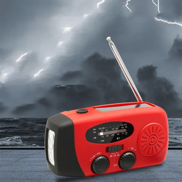 Emergency LED flashlight power bank hand crank  solar radio