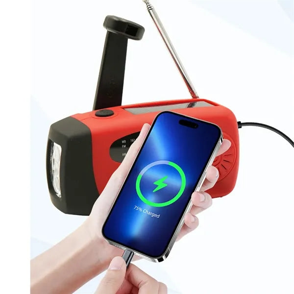 Emergency LED flashlight power bank hand crank  solar radio