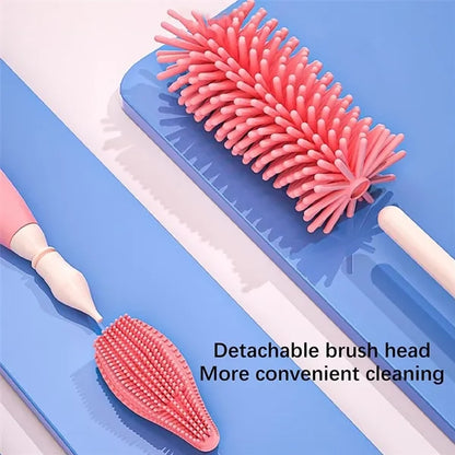 4-in-1 BPA-Free Soft Silicone Baby Bottle Teat Brush Set