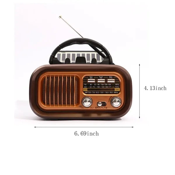 Portable retro multifunctional solar bluetooth speaker radio