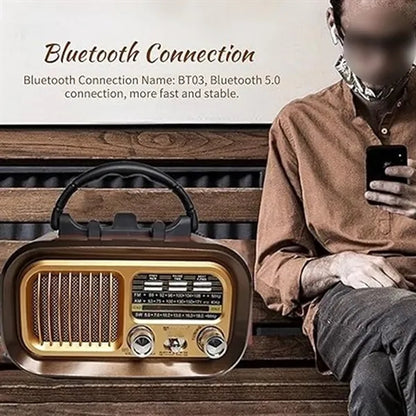 Portable retro multifunctional solar bluetooth speaker radio