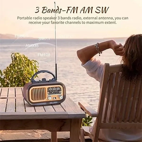 Portable retro multifunctional solar bluetooth speaker radio
