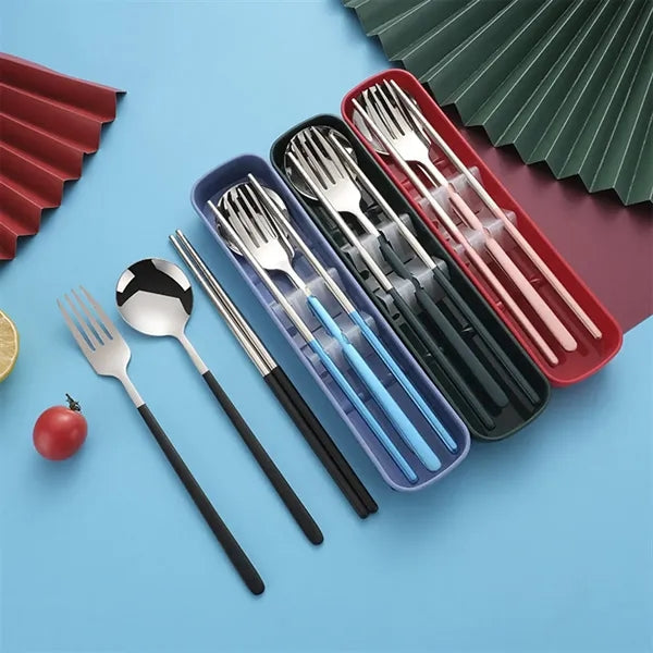 Travel Portable Stainless Steel Cutlery Three-Piece Set