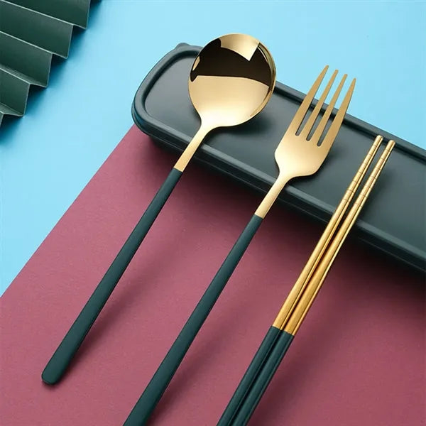 Travel Portable Stainless Steel Cutlery Three-Piece Set