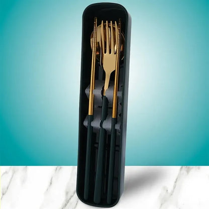 Travel Portable Stainless Steel Cutlery Three-Piece Set
