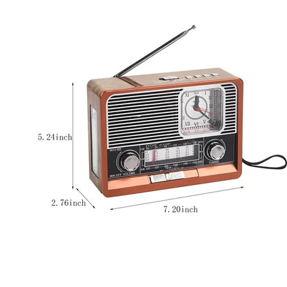 Retro portable solar lighting clock bluetooth speaker radio