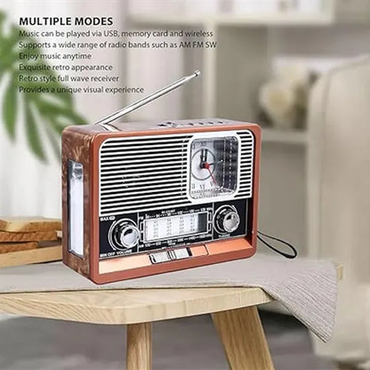 Retro portable solar lighting clock bluetooth speaker radio