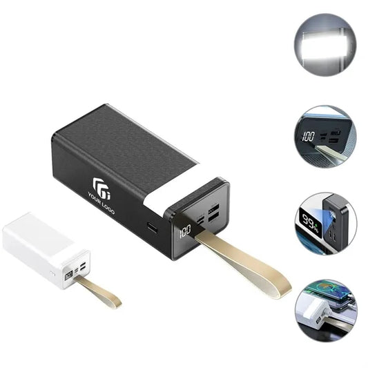 30000mAh Fast Charging Portable Flashlight Phone Power Bank