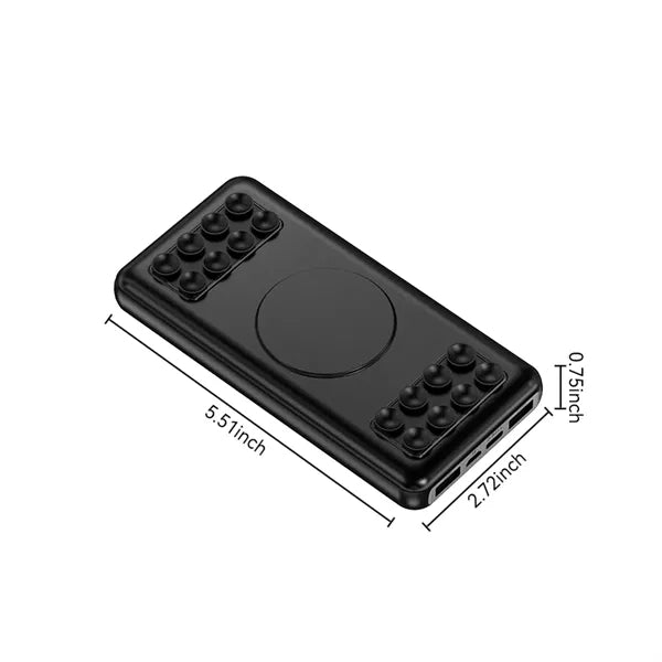 10000mAh Suction Cup Dual USB Input Wireless Power Bank