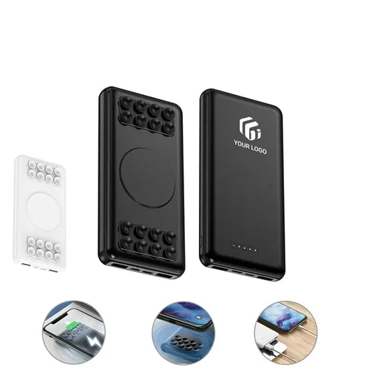 10000mAh Suction Cup Dual USB Input Wireless Power Bank