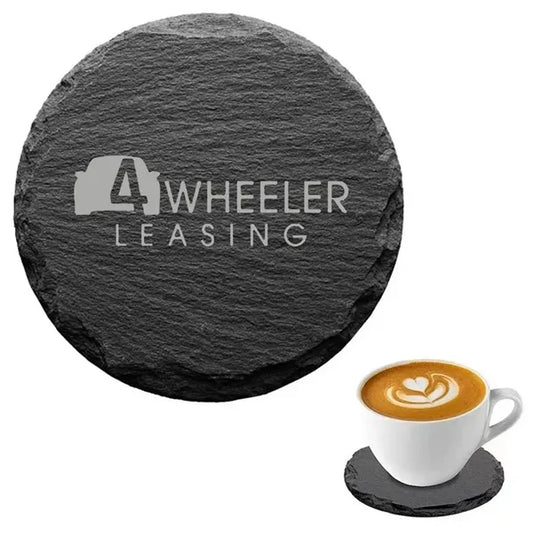 3 15/16" Round Slate Coaster