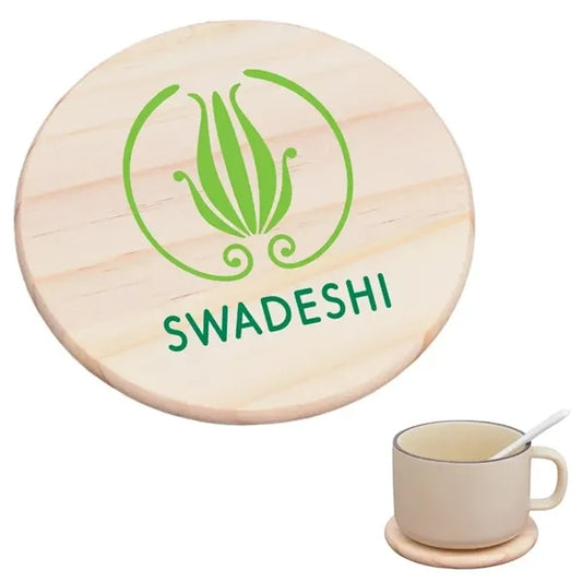 3 15/16" Round Wood Coaster