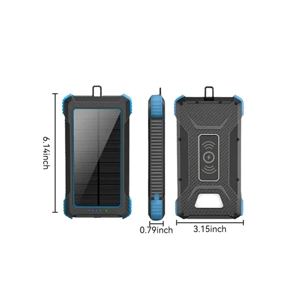 10000mAh Waterproof Solar Wireless Power Bank With LED Light