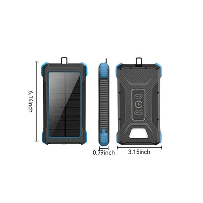 10000mAh Waterproof Solar Wireless Power Bank With LED Light