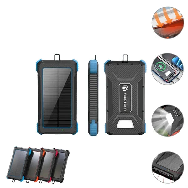 10000mAh Waterproof Solar Wireless Power Bank With LED Light