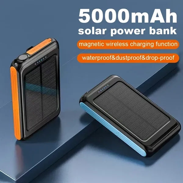 Mini 5000mAh Waterproof Solar Wireless Outdoor Power Bank
