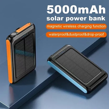 Mini 5000mAh Waterproof Solar Wireless Outdoor Power Bank