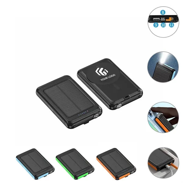 Mini 5000mAh Waterproof Solar Wireless Outdoor Power Bank
