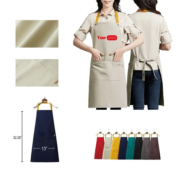14 oz. Custom Canvas Kitchen Apron W/ 2 Front Pockets MOQ50